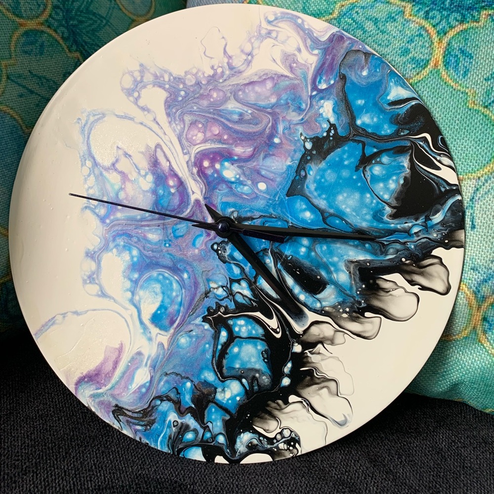 Fluid Art Upcycled Vinyl Record Clock- Butterfly Kiss